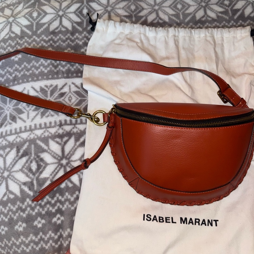 Isabel Marant Brown Leather Crossbody Bag with Adjustable Strap